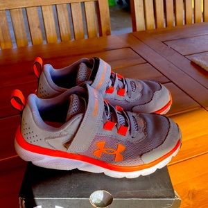Under Armour grey and orange sneakers. Size 12K